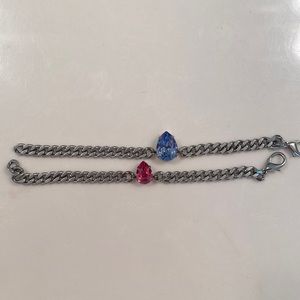 Teardrop Jewel Silver Chain Bracelet HRH Collection Set of Two